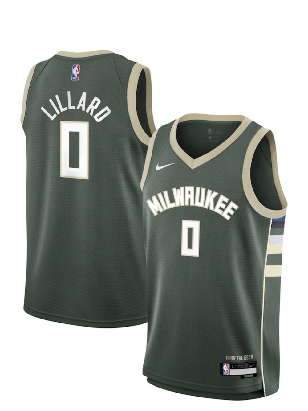 Nike NBA Damian Lillard Milwaukee Bucks Youth Swingman Jersey Hunter Green NWT